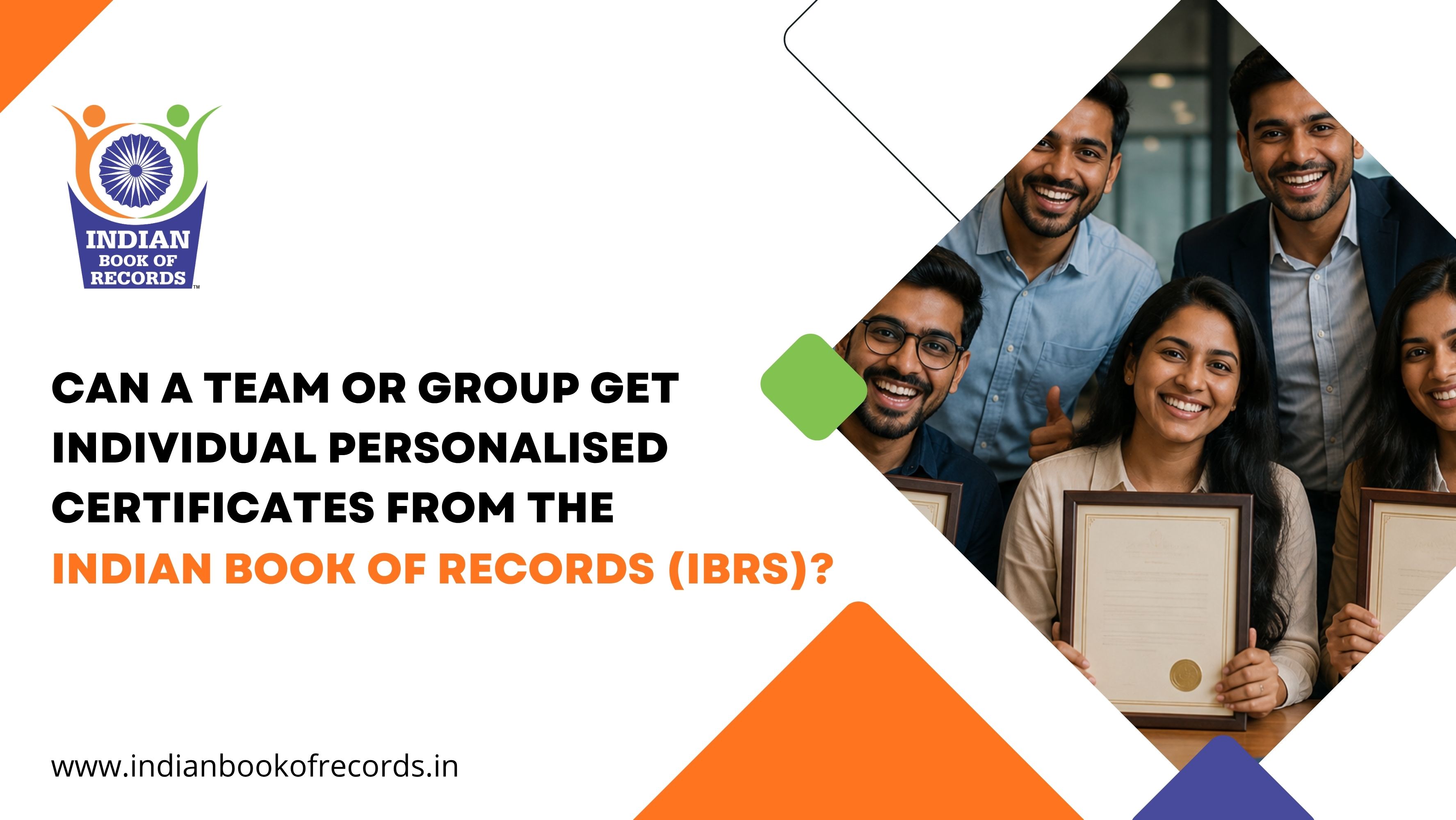 Individual personalised certificates for teams and groups in Indian Book of Records