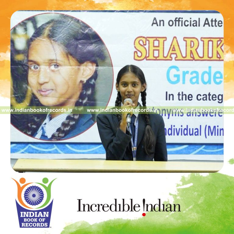 Student quickly answering multiple antonym questions within a limited time recognized by Indian Book of Records