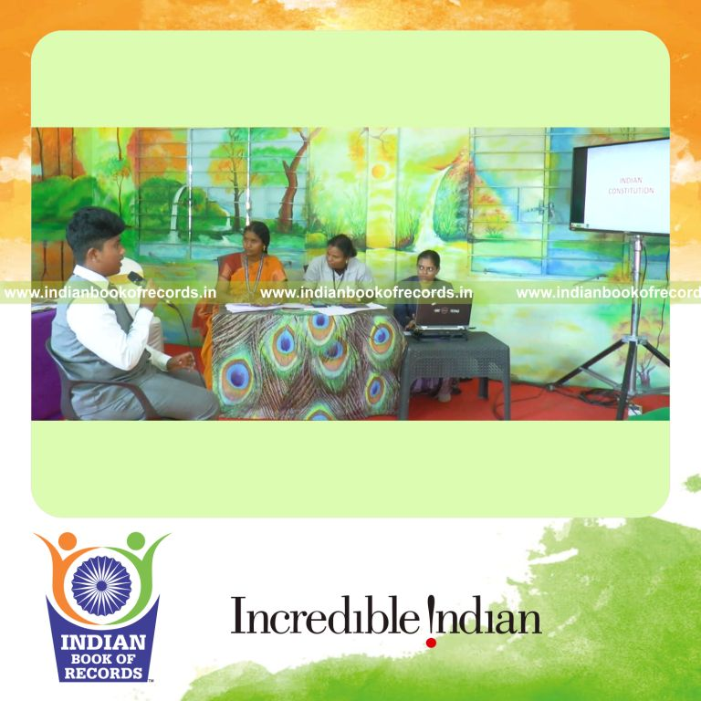 Student explaining multiple social science concepts within a short time frame recognized by Indian Book of Records