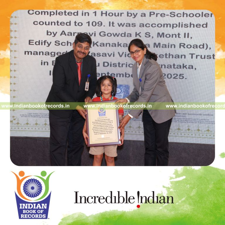 Preschool child completing several dot-to-dot drawings within one hour recognized by Indian Book of Records