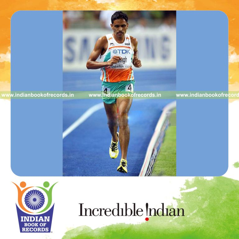 individual male performing fastest 10000 metres running on track for record in Indian Book of Records