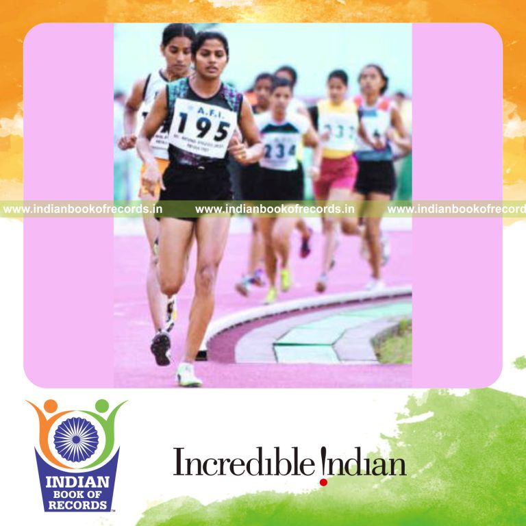 individual female performing fastest 1500 metres running for record in Indian Book of Records