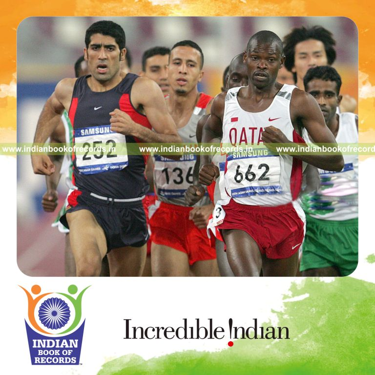 individual male performing fastest 1500 metres indoor running for record in Indian Book of Records