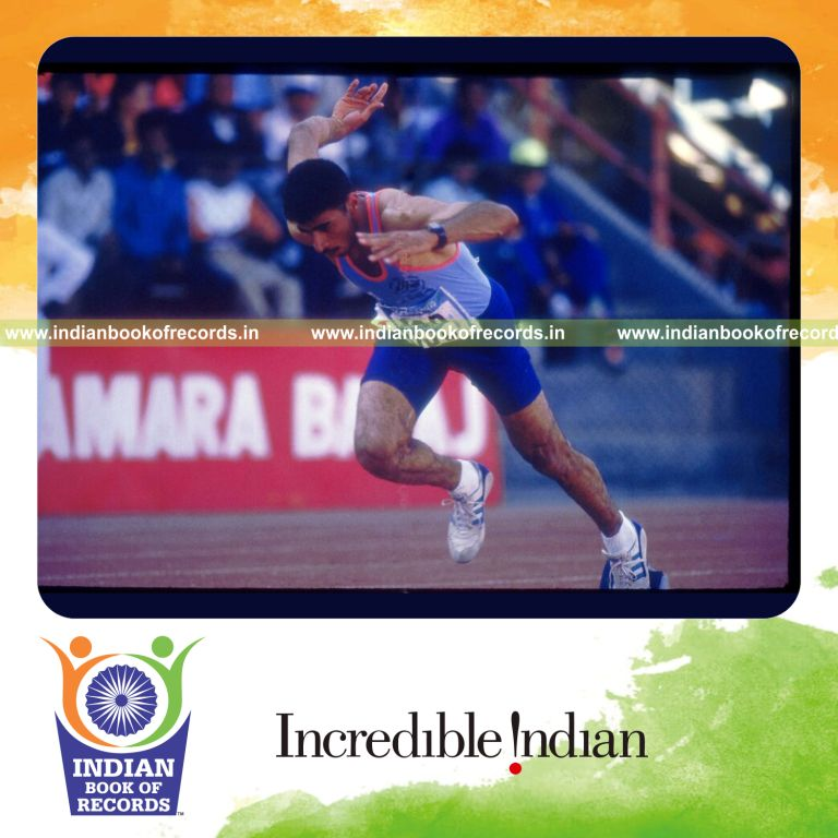 individual male performing fastest 50 metres indoor sprint for record in Indian Book of Records