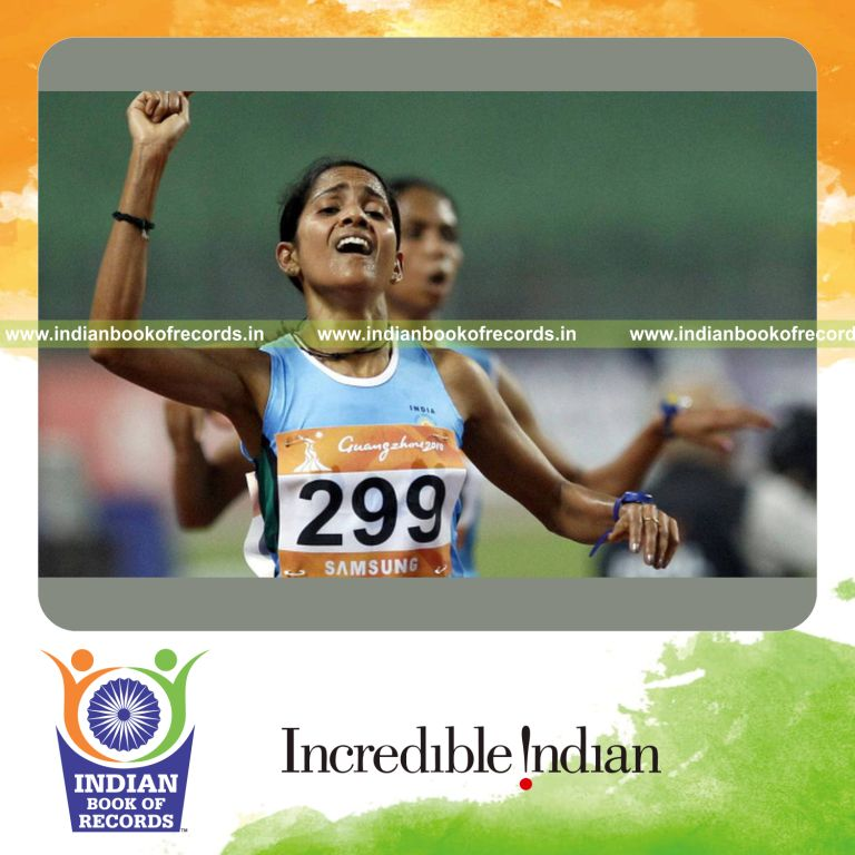 individual female performing fastest 5000 metres running on track for record in Indian Book of Records