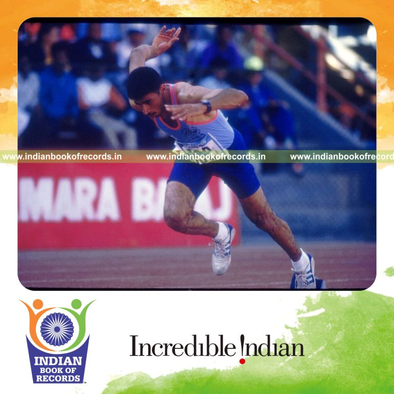 individual male performing fastest 55 metres indoor sprint for record in Indian Book of Records