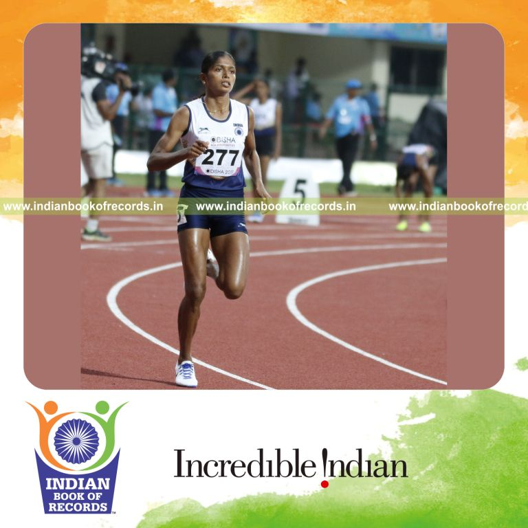 individual female performing fastest 800 metres running for record in Indian Book of Records