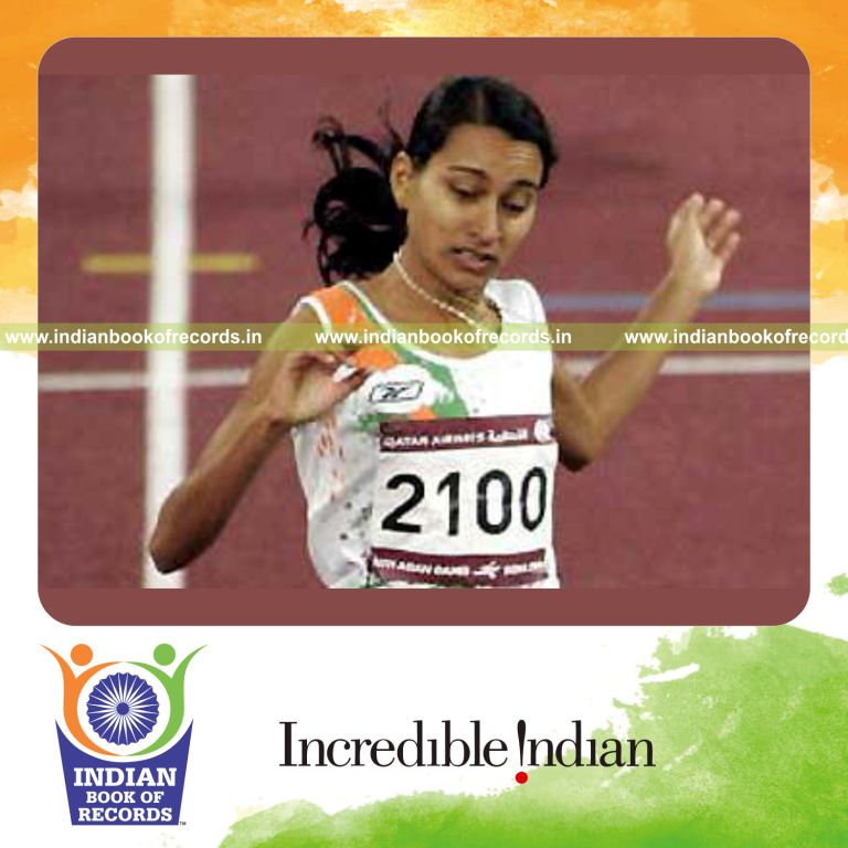 individual female performing fastest 800 metres indoor running for record in Indian Book of Records