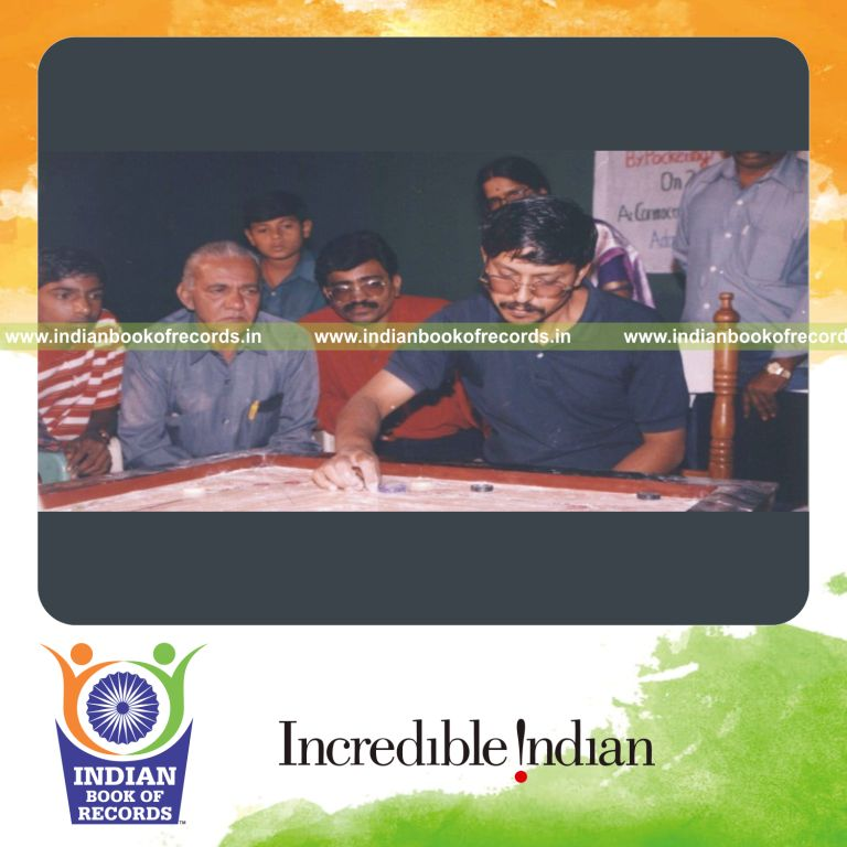 player performing lightning fast carrom moves for record in Indian Book of Records