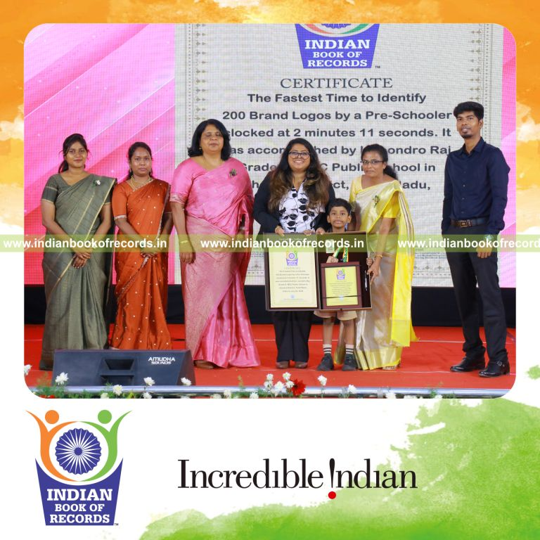 Fastest Time to Identify 200 Brand Logos by a Pre-Schooler- Indian Book of Records.
