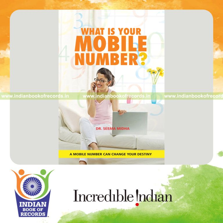 female author presenting book on mobile number prediction for record in Indian Book of Records