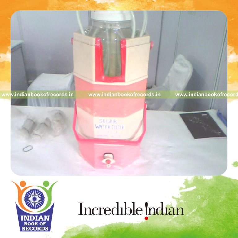 solar water filter invention recognized for affordability and innovation in Indian Book of Records