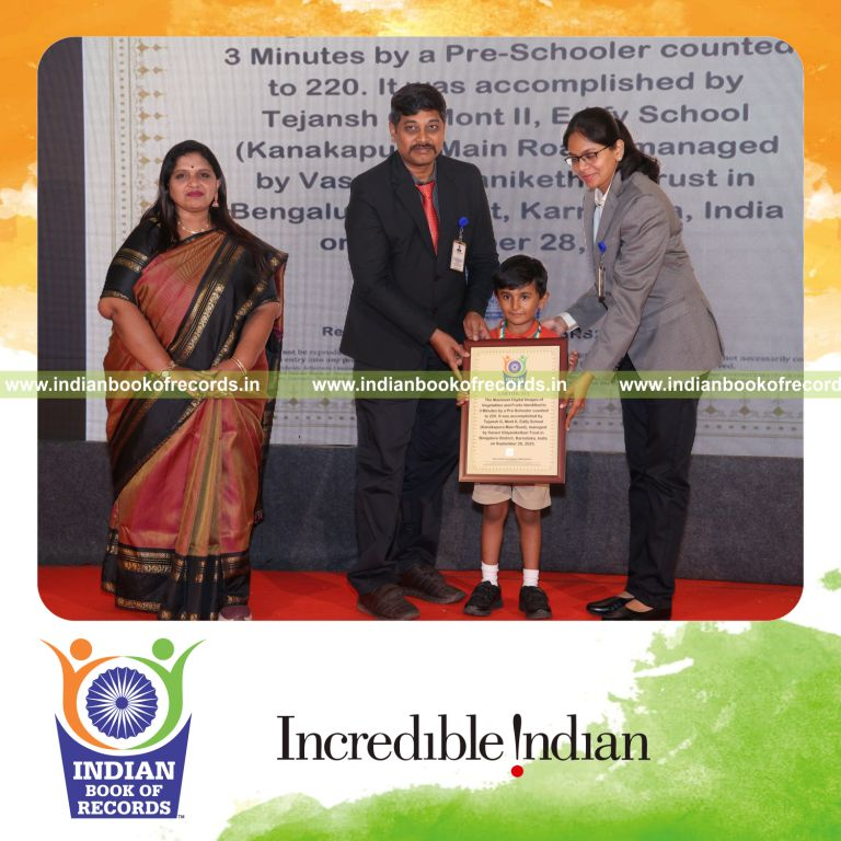 Preschool child identifying digital images of fruits and vegetables quickly recognized by Indian Book of Records