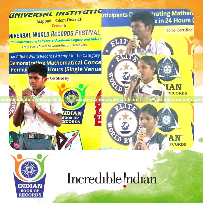 Group demonstrating mathematical concepts definitions and formulae over extended hours recognized by Indian Book of Records