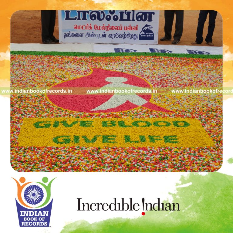 team creating a large candy mosaic artwork for record in Indian Book of Records