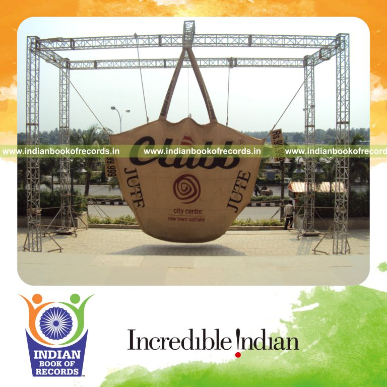 large jute bag displayed for record recognition in Indian Book of Records