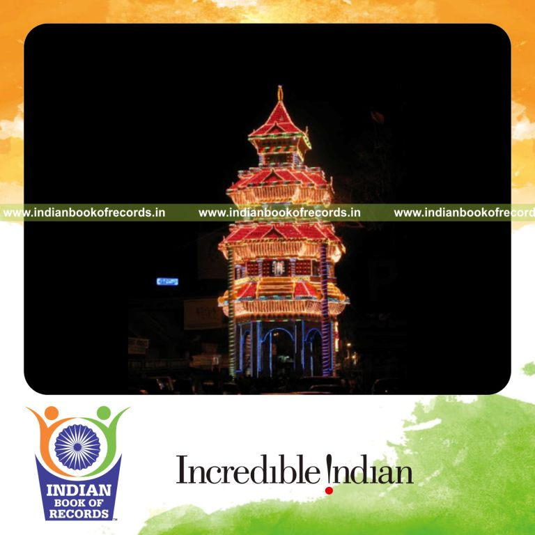 large decorated pooram pandal structure displayed for record in Indian Book of Records