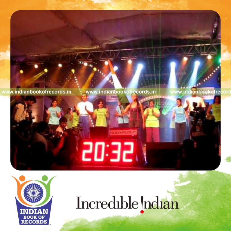 female individual performing aerobics continuously for extended duration for record in Indian Book of Records
