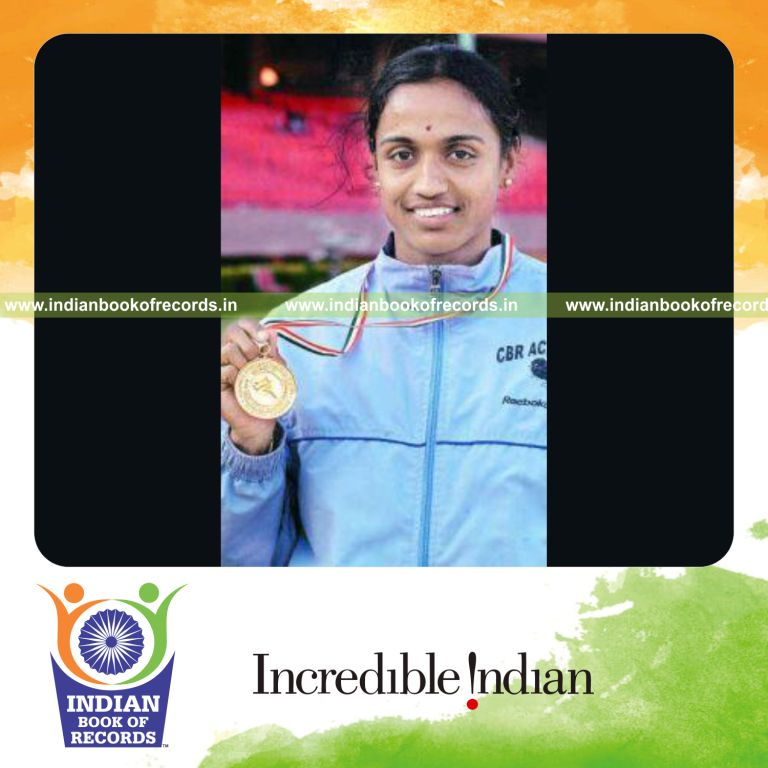 individual female achieving longest distance in indoor shot put for record in Indian Book of Records
