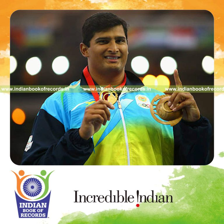 individual male achieving longest distance in indoor shot put for record in Indian Book of Records