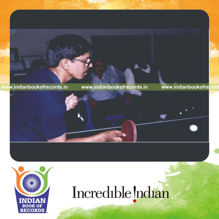 male individual playing continuous table tennis rally for record in Indian Book of Records