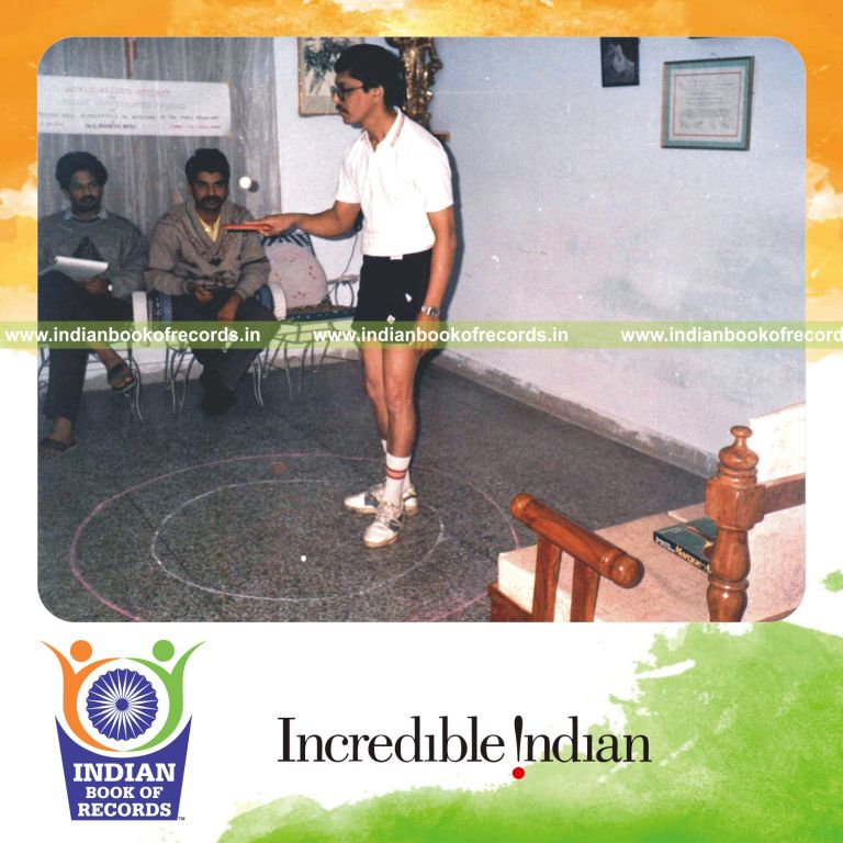 male individual continuously tossing table tennis ball for record in Indian Book of Records