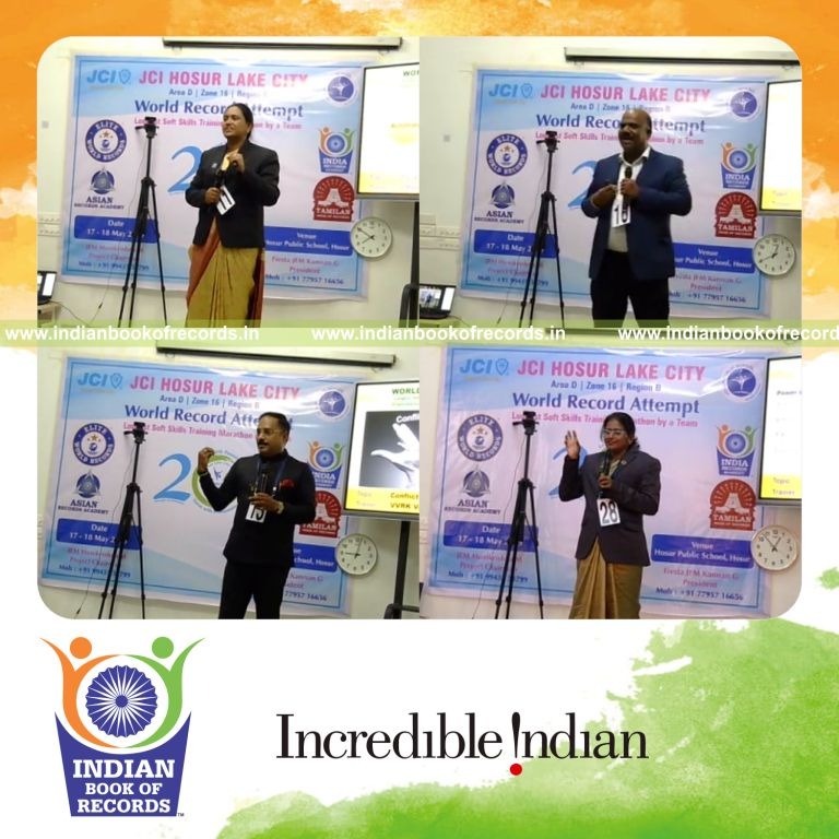 a team conducting a continuous soft skills training session for the longest duration for a record in Indian Book of Records