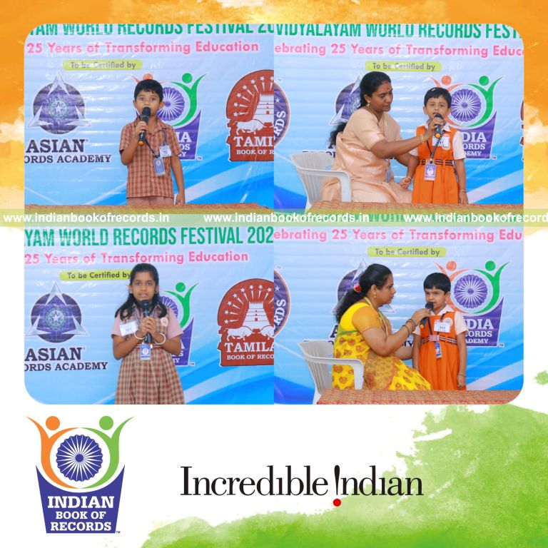 A team performing continuous recitation of Thirukkural verses at a single location recognized by Indian Book of Records