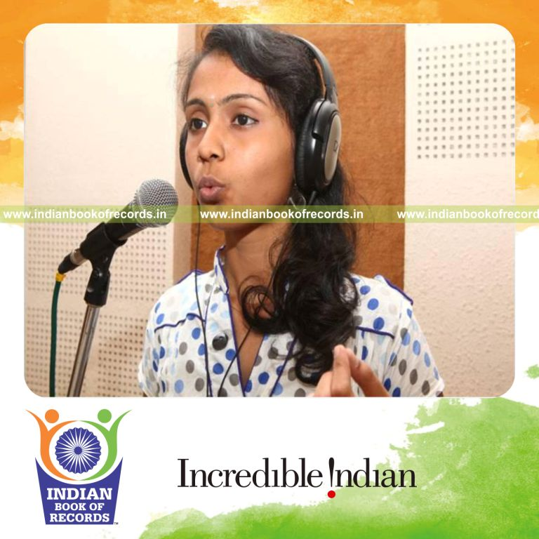 female performing continuous whistling marathon for Indian Book of Records