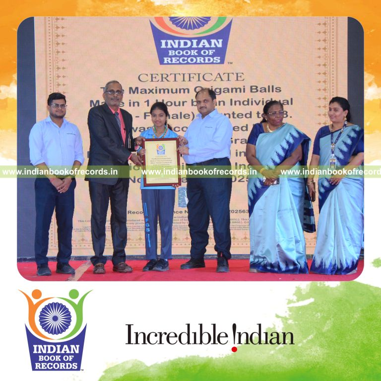 Individual creating a high number of origami balls within one hour recognized by Indian Book of Records