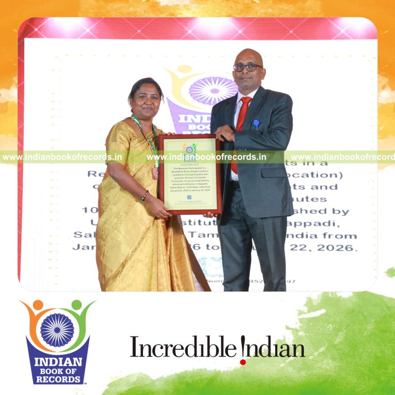 Large number of participants engaged in a continuous readathon relay at a single venue recognized by Indian Book of Records