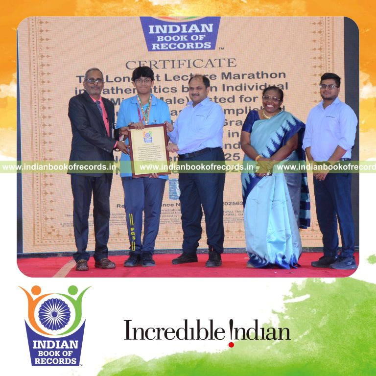 Individual delivering an extended lecture marathon on mathematics topics recognized by Indian Book of Records