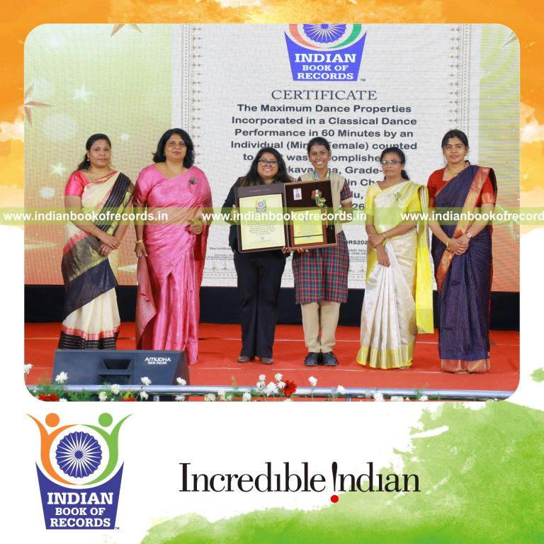 Maximum Dance Properties Incorporated in a Classical Dance Performance in 60 Minutes by an Individual (Minor-Female)- Indian Book of Records.