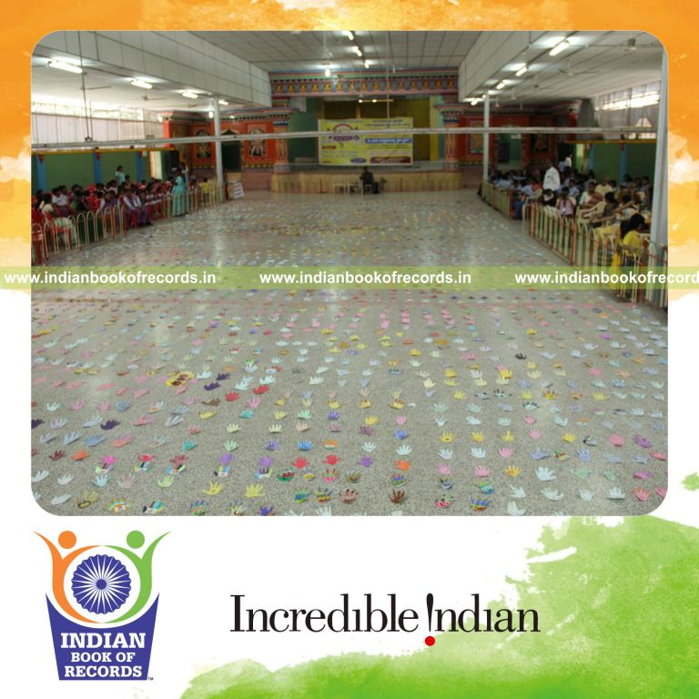 collection of hand figures displayed simultaneously for Indian Book of Records