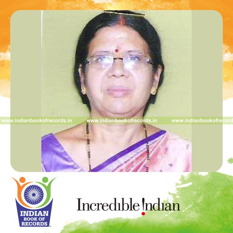 female individual collecting multiple handkerchiefs for record in Indian Book of Records