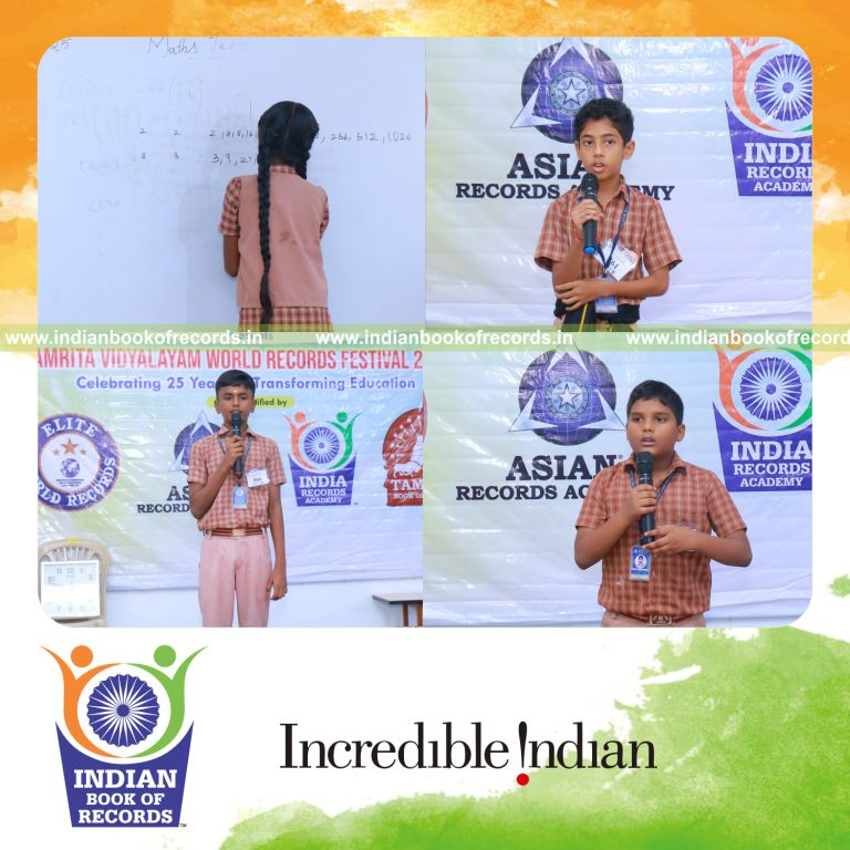 A large group reciting mathematics tables consecutively over many hours recognized by Indian Book of Records