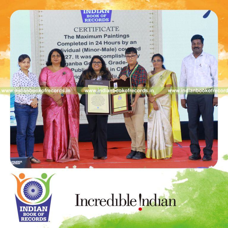 Maximum Paintings Completed in 24 Hours by an Individual (Minor-Male)- Indian Book of Records.