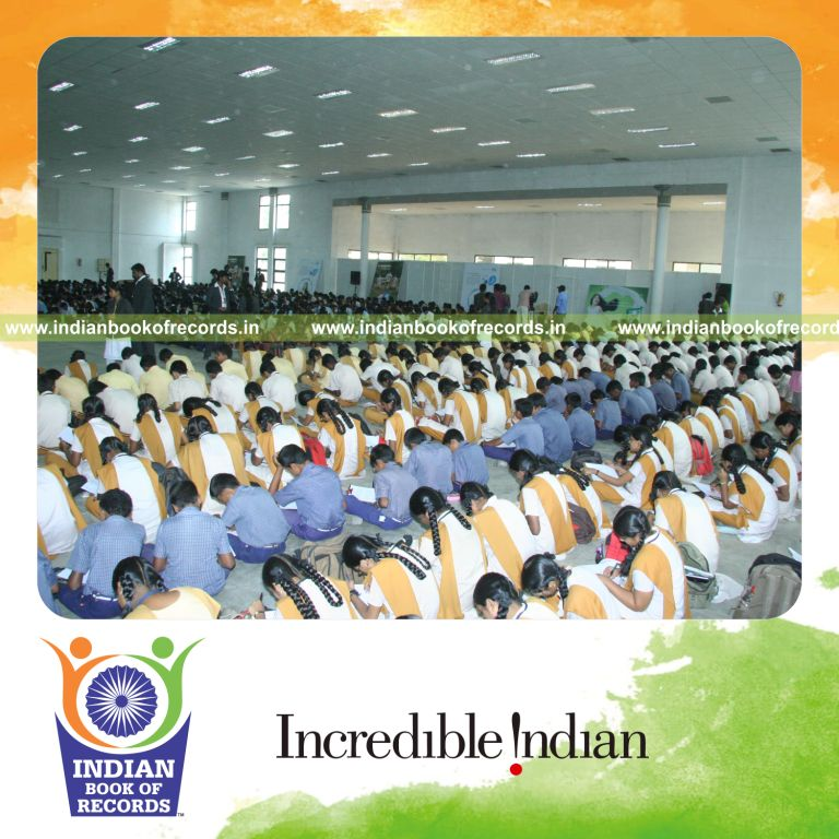 group of participants in one day writing competition at single venue for record in Indian Book of Records
