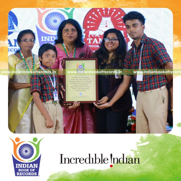 Maximum Participants Performing a Sports Drill While Holding an Umbrella Simultaneously at a Single Venue- Indian Book of Records.