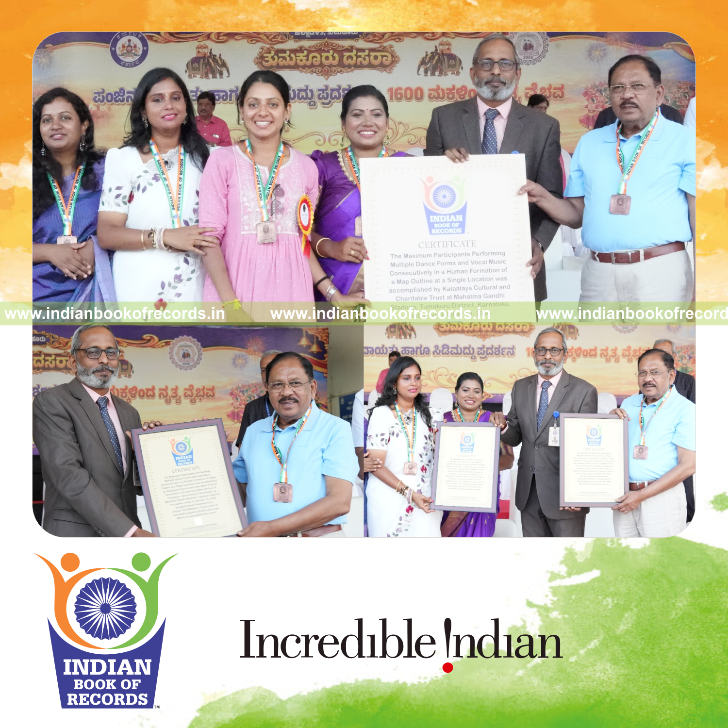 Maximum Participants Performing Multiple Dance Forms and Vocal Music Consecutively in a Human Formation of a Map Outline at a Single Location- Indian Book of Records.