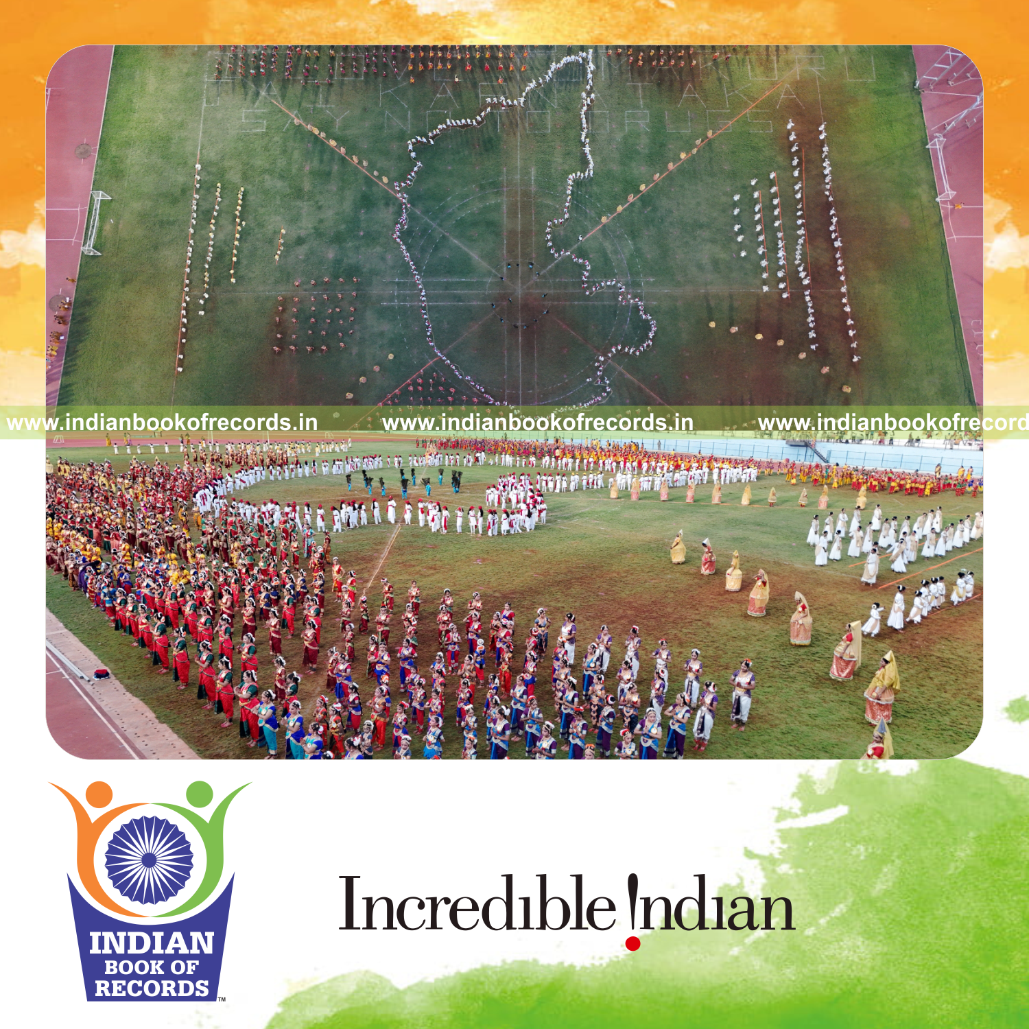 Maximum Participants Performing Multiple Dance Forms and Vocal Music Consecutively in a Human Formation of a Map Outline at a Single Location- Indian Book of Records.
