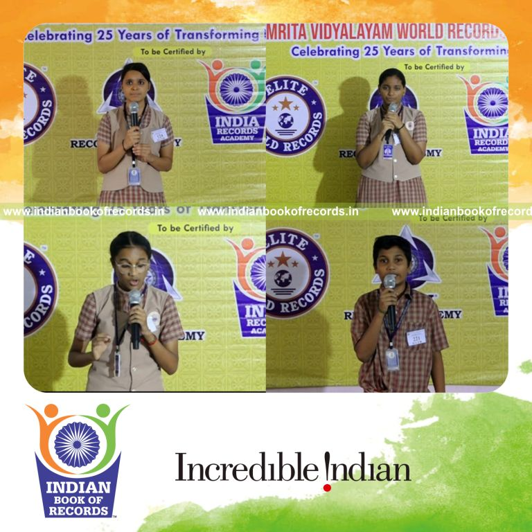 a continuous sequence of people recalling elements of the periodic table one after another for twelve hours at a single location for an record in Indian Book of Records