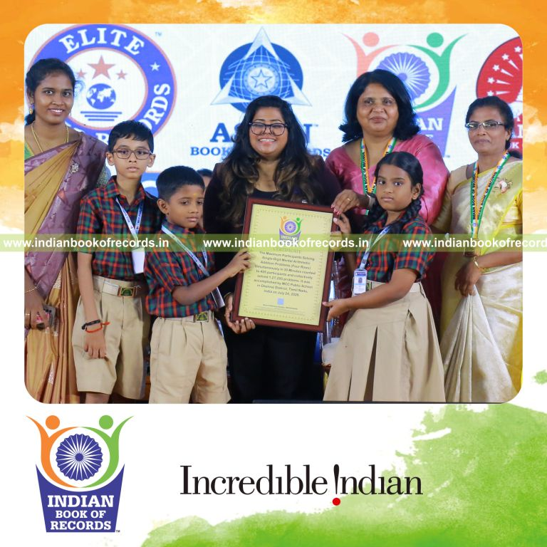 Maximum Participants Solving Single-Digit Mental Arithmetic Addition Problems (Four Rows) Simultaneously in 30 Minutes- Indian Book of Records.