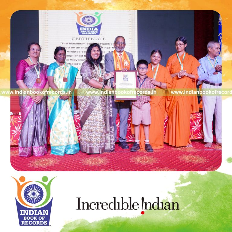 a minor male reciting as many square numbers as possible within three minutes for a record in Indian Book of Records