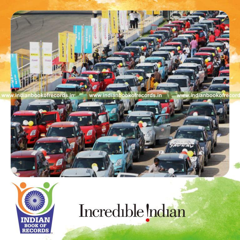 procession of multiple swift cars arranged for record in Indian Book of Records