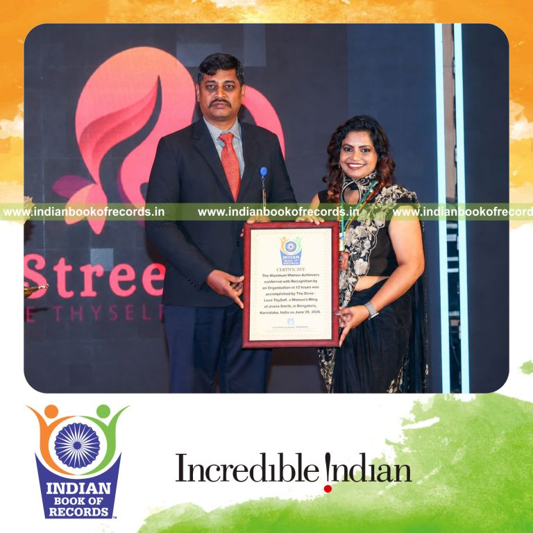 Maximum Women Achievers conferred with Recognition by an Organisation in 12 hours- Indian Book of Records.