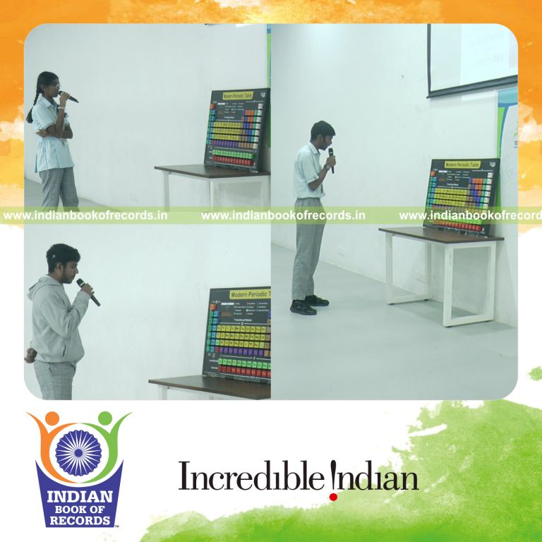 Participants recalling elements of the periodic table consecutively in a relay session recognized by Indian Book of Records
