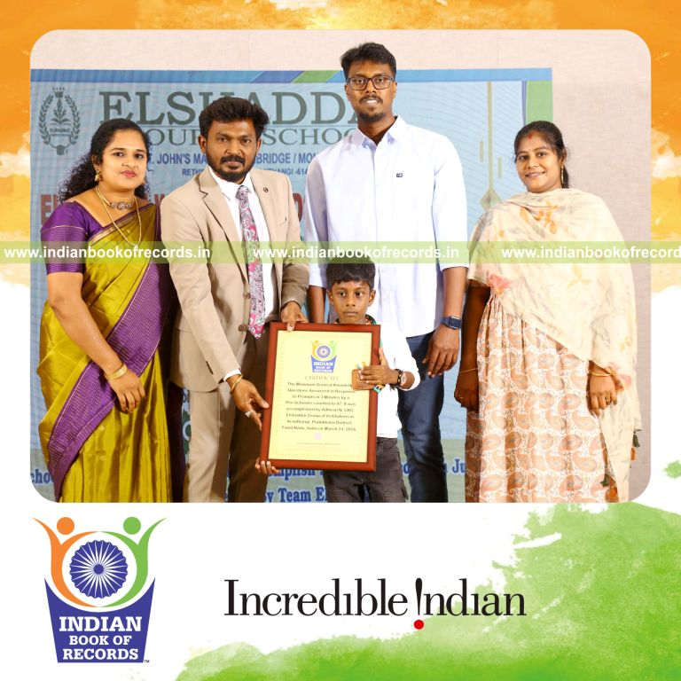 Preschool child responding quickly to multiple general knowledge prompts recognized by Indian Book of Records