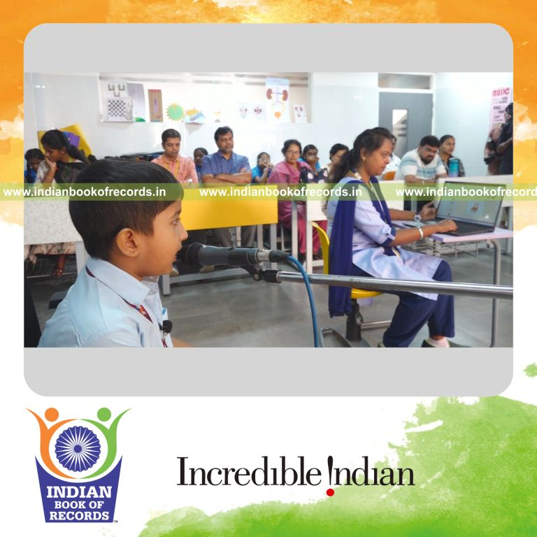 Preschool child recalling and reciting early learning facts upon prompts within fifteen minutes recognized by Indian Book of Records