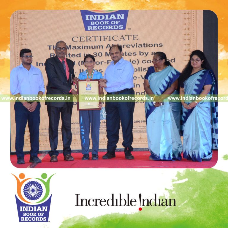 Student reciting a large number of abbreviations within thirty minutes recognized by Indian Book of Records